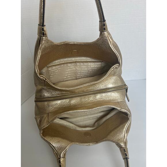 Kate Spade Genuine Pebbled Gold Leather Double Handles Shoulder/Hand Bag Purse - Picture 9 of 12